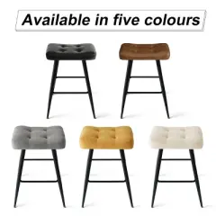 25" Kobe Backless Upholstered Saddle Counter Stool (Set of 2)- The Pop Maison
