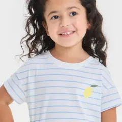 Toddler Girls' Lemon Striped Graphic T-Shirt - Cat & Jack&trade; Light Blue
