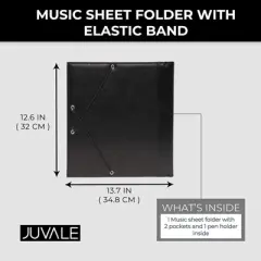 Music Sheet Folder with Elastic Band (12.6 x 13.7 in, Black)