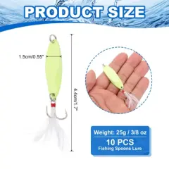 Unique Bargains Treble Hooks Metal Spinner Fishing Lures for Freshwater Saltwater Salmon 10 Pcs