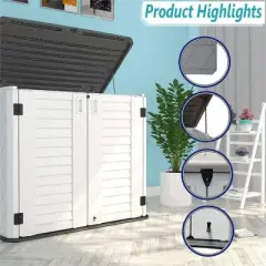 Syemin Storage Shed, Waterproof Storage Shed for Cleaning Tools and Garden Accessories, White, 50"*29"*41"