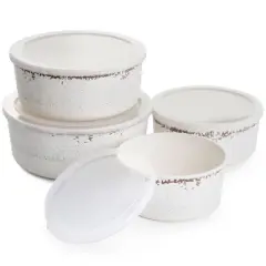 Gibson Laurie Gates California Designs Mauna 8 Piece Melamine Nesting Storage Bowl Set in Cracked White