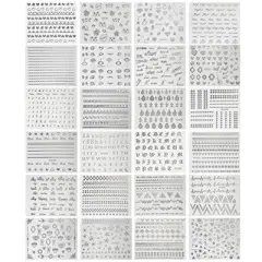 Wrapables Holographic Nail Stickers Metallic Letters, Numbers & Patterns Nail Stickers Nail Art (24 sheets)