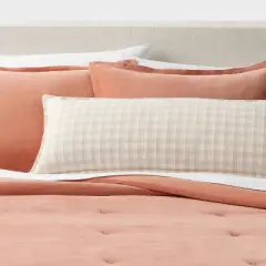 Gingham OS Oblong Dec Pillow Khaki/Ivory - Threshold&trade;: Cotton Rectangle Lumbar Support, Indoor Use