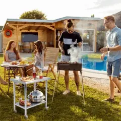 Heavy Duty Stainless Steel Work Table, Adjustable Height Utility Table for Home, Garage, and Restaurant Use