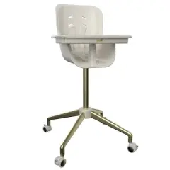 MelO Revel+ High Chair, Modern Design with Dual Trays, Converts for Toddlers, Safe & Easy to Clean &ndash; White/Brushed Brass