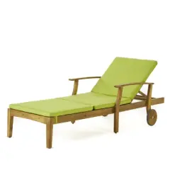 Christopher Knight Home Perla Outdoor Acacia Wood Armless Adjustable Chaise Lounge with Water Resistant Cushion