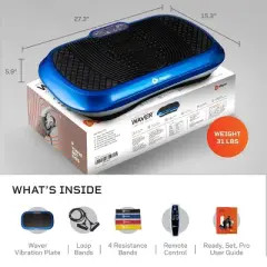 LifePro Waver Vibration Plate Exercise Machine - Whole Body Fitness Platform w/ Loop Bands - Home Training Equipment for Weight Loss & Toning Blue
