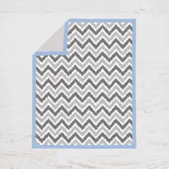 Bacati - Ikat Dots Zebra Blue Grey Boys 4 pc Crib Set with Muslin sleeping sack