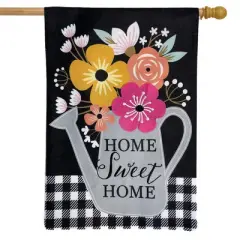 Colorful Watering Can Spring Burlap House Flag Floral 28" x 40" Briarwood Lane