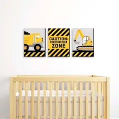 Big Dot of Happiness Dig It - Construction Party Zone - Baby Boy Nursery Wall Art and Kids Room Decor - 7.5 x 10 inches - Set of 3 Prints