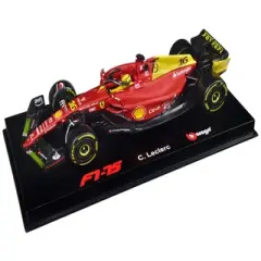 Ferrari F1-75 #16 Leclerc "Giallo Modena" 2nd Place F1 Italian GP (2022) w/Display Case 1/43 Diecast Model Car by Bburago