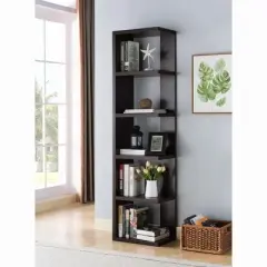 FC Design 71 inch Tall Wooden Bookcase with Five Open Shelves Corner Display Storage Cabinet