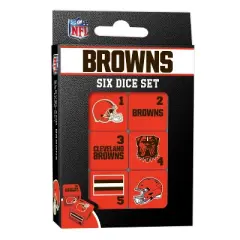 MasterPieces Officially Licensed NFL Cleveland Browns - 6 Piece D6 Gaming Dice Set Ages 6 and Up