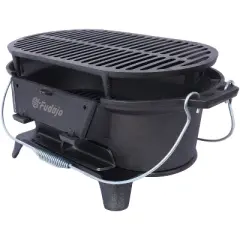 Oval Cast Iron Grill Outdoor, Portable Charcoal Grill and Tabletop Cast Iron Skillet,100% Cast Iron, Enameled, Durable,Charcoal Grill, Camping Stove