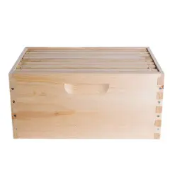 Lehman's Beekeeping Beehive Box, 8 Frame Deep Assembled Super or Brood Honeybee Hive Box with Plastic Foundation Frames, Amish Made