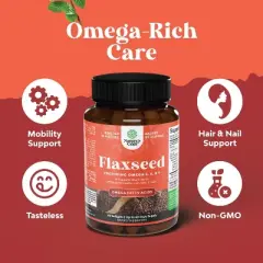 Flaxseed Oil 1000mg Softgels, High Potency Flax Seed Oil Softgels with Omega 3 6 9 for Heart Health, Digestion & Brain Support, Nature's Craft, 60ct