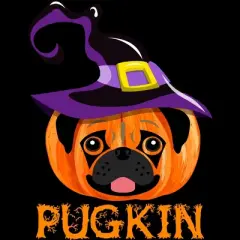 Junior's Design By Humans Pugkin Pumpin Halloween By trantanphat95 T-Shirt