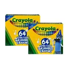 Crayola 2 Packs of 64ct Ultra Clean Washable Crayons Bulk 128ct, Art Classroom Must Haves for Teachers, Kids School Supplies