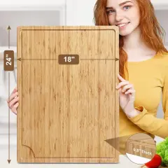 24x18 Inch Extra Large Wooden Cutting Board, Reversible Chopping Board with Juice Groove, Butcher Block for Stove Top, Versatile Food Prep Board