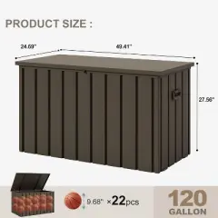 PURPLE LEAF Outdoor Deck Box Waterproof Lockable Storage Box Container with Lid Deck Organization