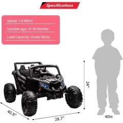 24V Kids Ride-On UTV Car with Remote Control, Spring Suspension, LED Lights, Music & USB, Metal Frame Battery Powered Electric Vehicle Toy