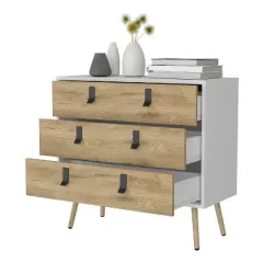 NicBex Rustic 3-Drawer Wide Bedroom Dressers with Wooden Legs,Chest of Drawers for Bedroom,Entryway,Chic Dresser Chest