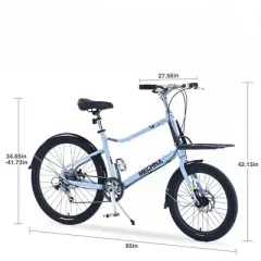 DSVIMOY Bicycles, 26 Inch Freestyle Bike for Men Women Boys and Girls, 7 Speed Cargo Bike, Blue, 65"*27.56"*42.13"