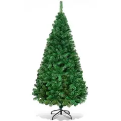 Costway 5Ft/6Ft/7Ft/8Ft Artificial PVC Christmas Tree W/Stand Holiday Season Indoor Outdoor Green
