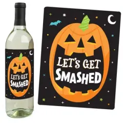 Big Dot of Happiness Here for the Boos Wine Labels, Ghost Halloween Party Decorations for Women & Men, Halloween Wine Bottle Label Stickers - Set of 4