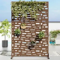 47-inches W x 72-inches H Brown Galvanized Sheet Screen Outdoor and lndoor Divider for Balcony Patio Garden Room Divider(Wide Street)
