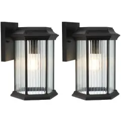 Hylan 8.46" Outdoor Sconce (Set of 2) - PLT7006 - Black - Safavieh