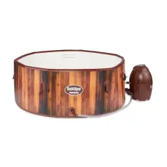 Bestway 54190E SaluSpa Helsinki 7 Person Portable Inflatable Round Hot Tub Spa with 81 Air Jets, Cover, Pump, and Integrated Filter, Wood Print