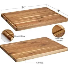 Acacia Wood Cutting Board for Kitchen, Extra Large Butcher Block Cutting Board Wooden Chopping Board Charcuterie Board With Juice Groove