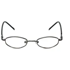 Flex Plus Style#96 by Vivid Unisex Metal Oval 43mm Designer Eyeglasses OR Blue Light Filter OR Reading Glasses in Gun Metal Grey