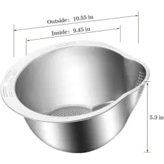4-in-1 Washing Bowl for Quinoa, Stainless Steel Rinser With Side Drainers Small Colander for Cleaning Fruits, Vegetables