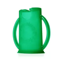Flipping Holder Food Pouch Holder No Squeeze, flips over to hold drink boxes and juice pouches, easy grip handles and lid (Green)
