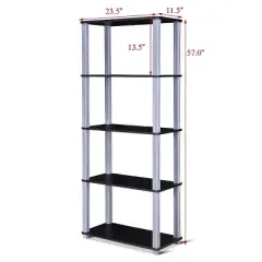 Costway 5-Tier Multi-Functional Storage Shelves Rack Display Bookcase Home Furni Black
