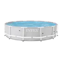 Intex 26710EH Prism 12 foot x 30 inch Prism Frame 6 Person Outdoor Round Above Ground Swimming Pool with Easy Set-Up, (Filter Pump Not Included)