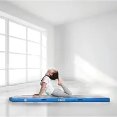 Bintiva Inflatable Air Track Exercise Mat &ndash; Adjustable Firmness for Customized Workout Surface, 10 ft Length, Blue