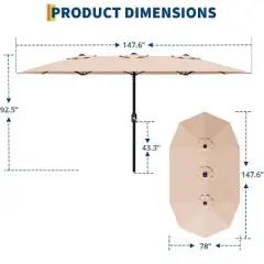 GustoWave Outdoor 13 FT Double-Sided Patio Umbrella for Pool Garden