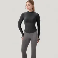 Anna-Kaci Active Women's Long Sleeve Half-Zip Slim Fit Active Jacket with Thumbhole Cuffs and Mock Neck