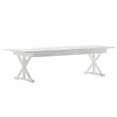 Emma and Oliver 9' x 40" Rectangular Solid Pine Folding Farm Table with Crisscross Legs