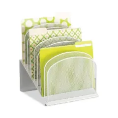 Safco Onyx Mesh Desk Organizer with Tiered Sections, 8 Sections, Letter to Legal Size Files, 11.75" x 10.75" x 14", White