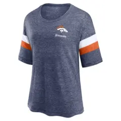NFL Denver Broncos Women's Weak Side Blitz Marled Left Chest Short Sleeve T-Shirt