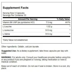 Swanson Dietary Supplements BCAA Branched-Chain Amino Acids Fortified with Vitamin B6 Capsule 100ct