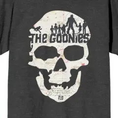 The Goonies Skull Art With Title Logo Women's Charcoal Gray Heather Graphic Tee