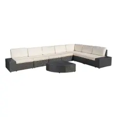 Santa Cruz 8pc Wicker Sectional Gray - Christopher Knight Home