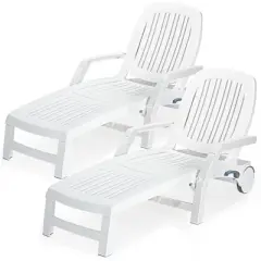 Costway Patio Lounge Chair Chaise Adjust Recliner Weather Resistant Wheel