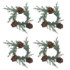 Saro Lifestyle Pine Cone Napkin Ring, Green (Set of 4)
